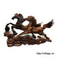 Tượng gỗ Song mã - Đồ gỗ mỹ nghệ Đồng Kỵ