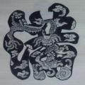 Tranh chữ Mãn hóa rồng, được làm trên giấy điệp - Tranh dân gian Đông Hồ