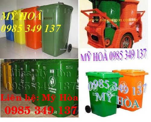 Mỹ Hòa 0985 349 137 bán thùng rác công cộng, xe đẩy rác 660 lít, 1100 lít