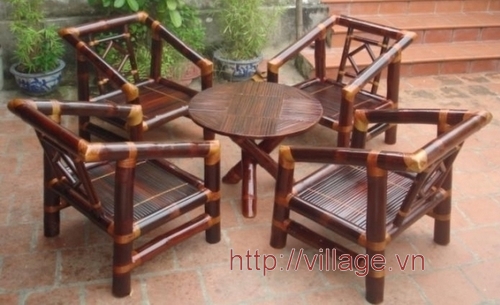Bộ bàn ghế trà hương quê bằng tre