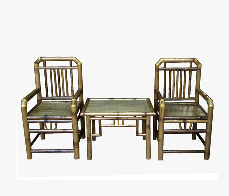 Bộ bàn ghế vai vuông, màu vàng tre ngà, tre Xuân Lai